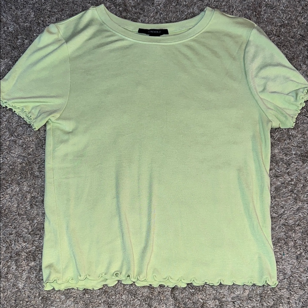 a new day Light Green Ruffle-Trim Short Sleeve Tee